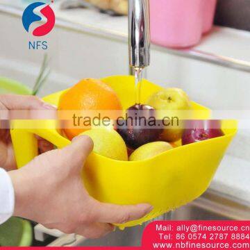 Kitchen Colorful Fresh Square Handle Hanging Drain Plastic Fruit Basket