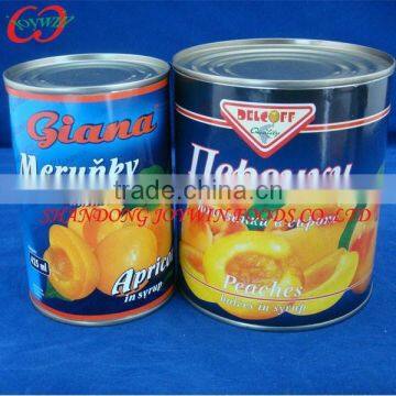 Canned apricots 850ml 2650ml FDA