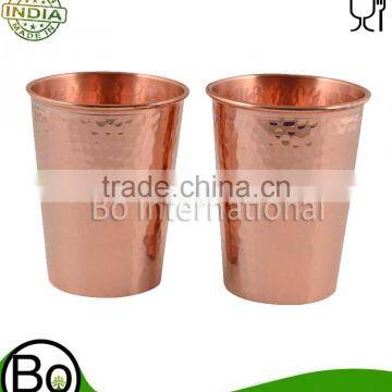 Thickest Heaviest Hammered 1 mm Copper Tumbler Set for Water Moscow Mule Ayurvedic Healing,14 Oz (2X)