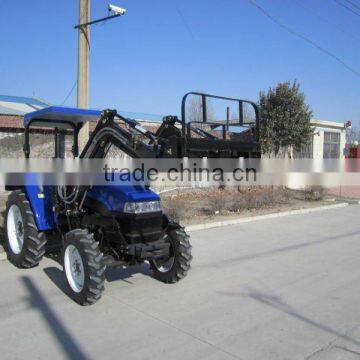 garden tractor with pallet forklift attachment, front loader, backhoe