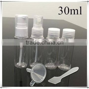 transparent PVC bag travel use bottle/ PET cosmetic screw cap bottle kit