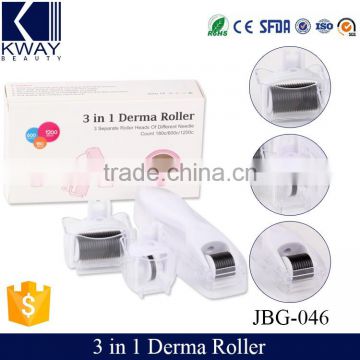 Hot sale derma roller 3 in 1 skin roller with 180/600/1200 pins microneedling dermaroller