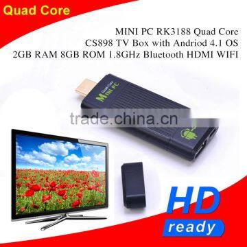 Quad core CS898 rk3188 Mini pc hdmi bluetooth adapter OS 2GB RAM 8GB ROM 1.8GHz Bluetooth HDMI WIFI Andriod TV Dongle