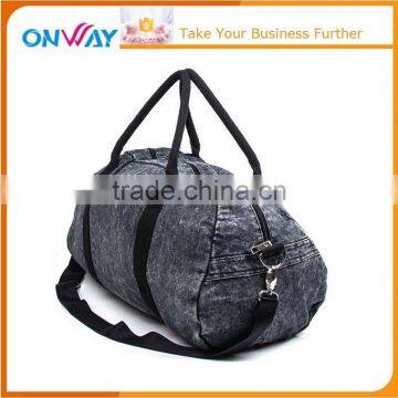 Washed black jeans cool weekend duffle bag travel