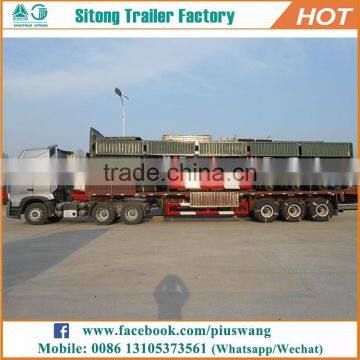 China Hot Sale 3 Axle Flatbed Trailer With Sides Bulk Cargo Transport Drop Side Trailer for Sale photo-4
