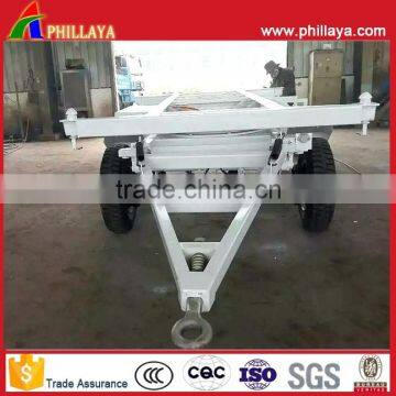 20FT 40FT Flatbed Skeletonal Semi Container Dolly Trailer With Turntable Drawbar photo-3