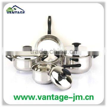 High Quality Bakelite Handle Glass Lids 7pcs Non Stick Stainless Steel Cookware photo-2