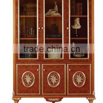 Luxury Executive Office Desk/Reading Table, Exquisite Carved Wood 3 Door Bookcase, Graceful Home Office Furniture photo-3