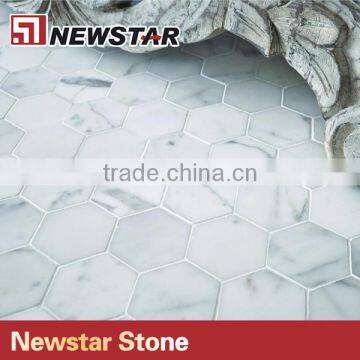 Newstar White Marble Hexagon Tile Designs Bianco Bathroom Floor Mosaic photo-5