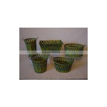 Antique green patina planter assorted shapes