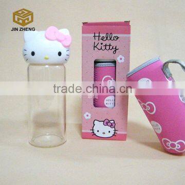 High borosilicate water cup, cute pet glass water cup wholesale