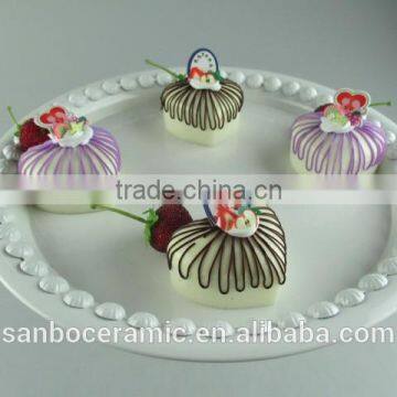 Ceramic Cake Stand , Metal Cake Stand White for Wedding & Party With Dome photo-4
