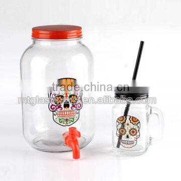 Holiday Decorative Halloween Glass Item/juice Use Glass Dispenser and 16oz Mason Jar photo-2