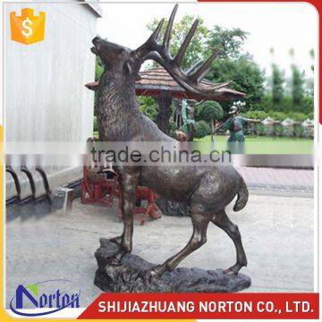 Life size brown bronze deer statue used for park NTBH-043LI