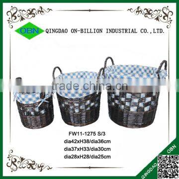 High quality hand knitting black wicker laundry basket