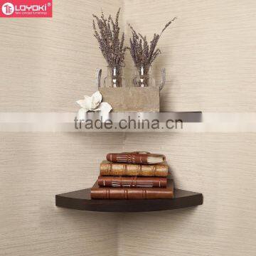 Hot sale Large Radial floating shelf Set of 2 MDF wood home wall decoration wall mounted corner wall shelf