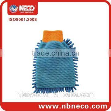 microfiber mesh sponge chenille, doubel use microfiber gloves