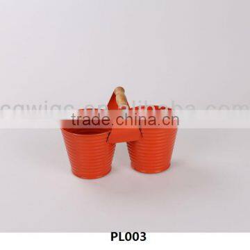 Popular small orange metal double flower pots