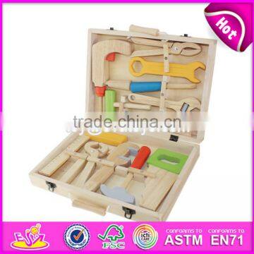 Hot sale preschool toy wooden kids tool box best design intelligent diy wooden kids tool box W03D018