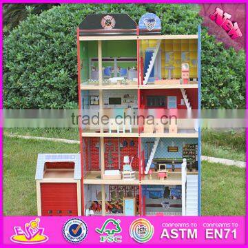 2016 Hot sale baby wooden model doll house,pretend toy kids wooden model doll house W06A138