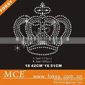 Satin fabric hotfix custom motif design crown design on t shirt