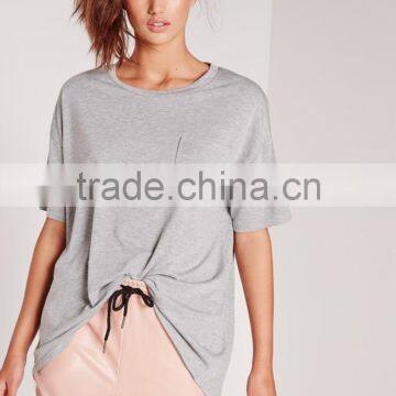 overseas women pocket front grey color oversized t shirts