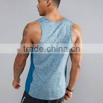 High Quality New Design Summer Cooling Custom Blue Gym Wear Comfortable 100% Polyester Fashion Men Muscle Sport Tank Tops photo-2