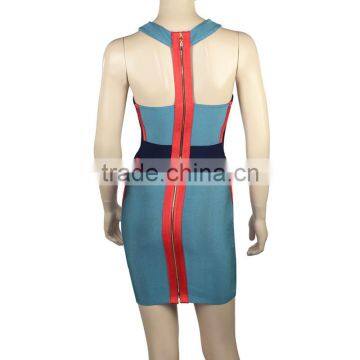 2015 New Arrival High Quality National Wind Elastic Knitted Bandage Dress Printed Celebrity Party Dress photo-4