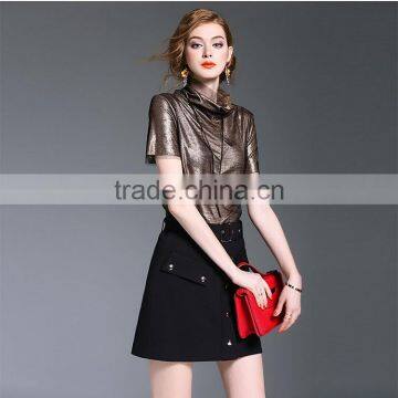 Maxnegio Top Fashion Girl t Shirt Mirror Work Golden Colour Designs Blouse photo-6