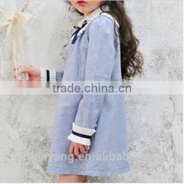 Fashionable Knitted Frock Long Sleeve Plain Clothing Little Girl Princess Dresses Wholesale New Design Kids Baby Girls Dress photo-2