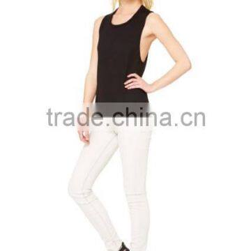 Soft Lightweight Womens Muscle Tank Grey/Black Deep Cut Workout Shirts OEM Running Top Gym Clothing photo-2