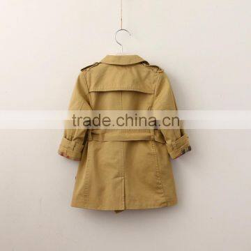 Wholesale Children's Boutique Clothing Autumn New School Style Long Girls Coats Jackets Lapel Flower With Girl Windbreaker photo-3