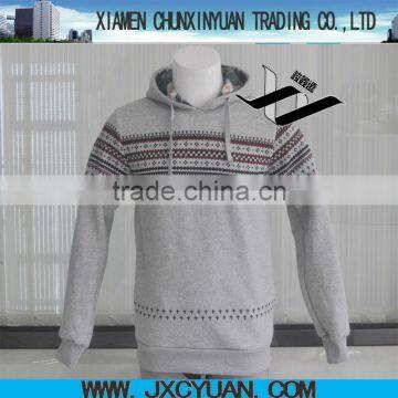 China wholesale new style printed gray man pullover hoodies coat