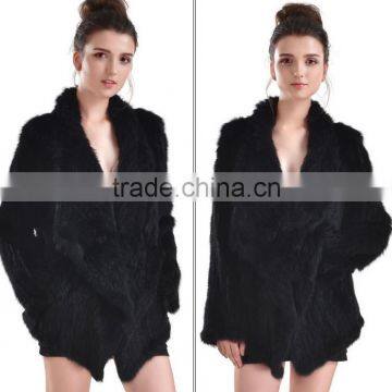 2017 foreign trade woven rabbit hair irregular round neck jacket American fashion rabbit fur coat