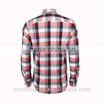 Spandex Cotton Plaid Mens Stretch Shirts photo-3