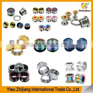 Mix-Color Gauges Set Stainless Steel Single Flared Ear Flesh Tunnels Plugs Stretcher Jewelry photo-5
