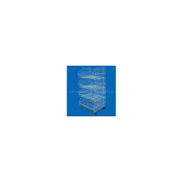4 Tier Electroplate Zinc Steel Wire Wheeled Shopping Basket Trolleys