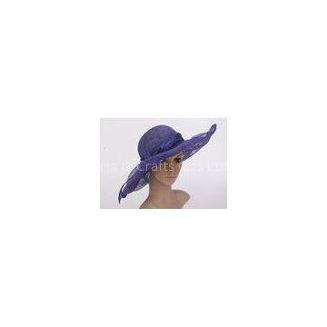 13cm Brim Purple Ladies Tea Party Hats / 56cm Large Brim Hat With Bowknot