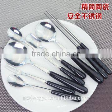 porcelain handle stainless steel knife fork spoon tableware/daoq fork knife spoon cultery /fancy dining tableware