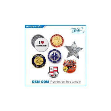 2d star shape pressing aluminum alloy fake gold silver safety pin employee recognition badge