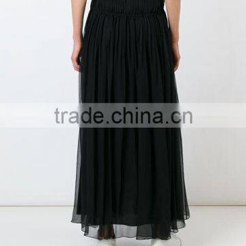 Custom Women 100% Silk Black Pleated Skirts,Fashion Summer Clothes Silk Pleated Skirts For Women photo-5