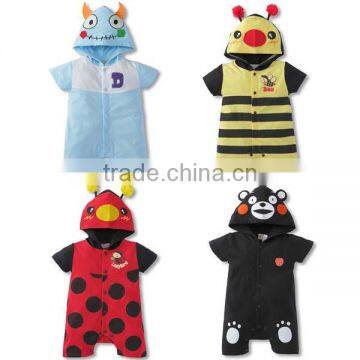 2016 summer insect pattern hooded baby romper