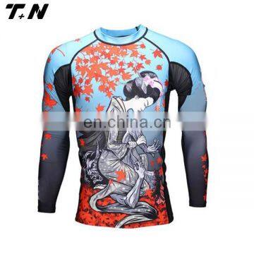 Lycra padded compression shirt bjj rash guard rashguard