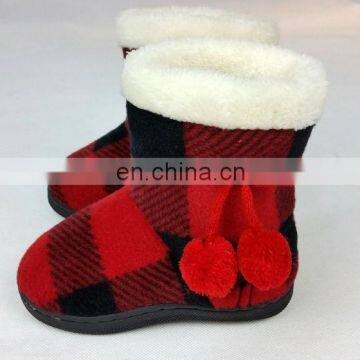 hot sale good design shoot boot red plaid cartoon baby slippers