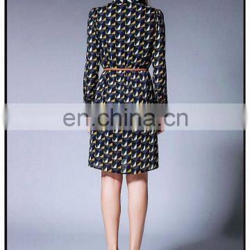 Side Vent Open Chiffon Print Dress Hot Sell Styles Chiffon Bow Dress photo-6