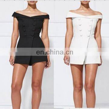 high quality sleeveless halter 2-breasted offical dress jumpsuit for young women