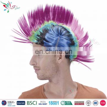 Wholesale cheap rainbow world cup synthetic fibre Punk Wig/ Mohawk Wig