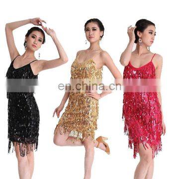 BestDance sexy latin dance costume dress tassel fringe sleeveless dress tango ballroom dance dress skirt OEM 6 colors