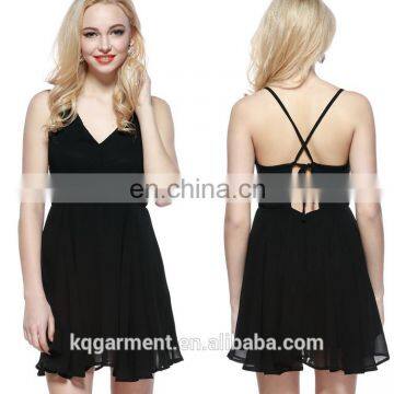 2016 Fashion Lady Pant Dresses v Neck Summer Strap Casual Backless Chiffon Playsuit Women