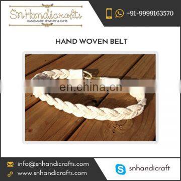 Stylish Fancy White Cotton Hand Woven Belt at Low Price